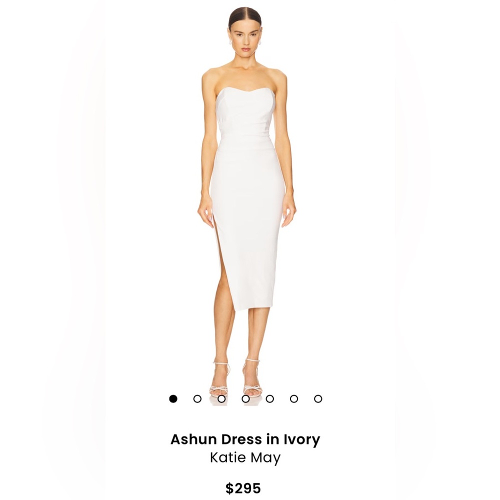 Katie May Ashun White Midi Strapless Dress